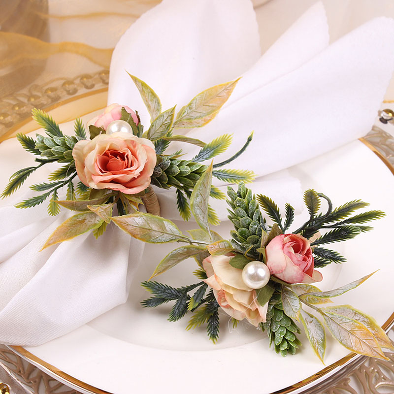 Party Event Supplier - 거치대 로즈 소나무 콘 냅킨 반지,