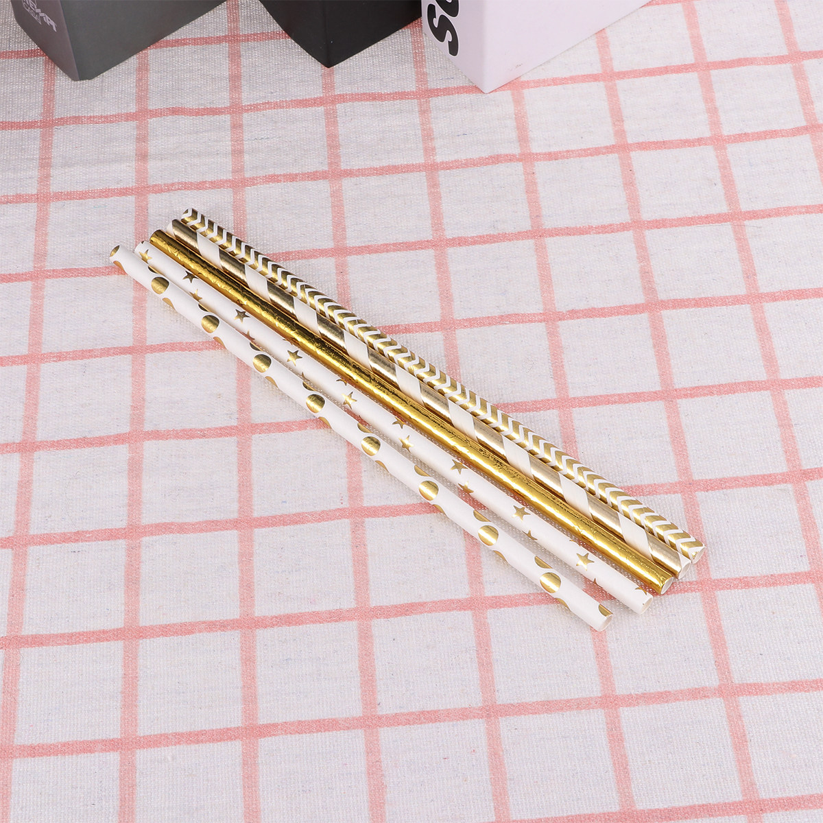 Paper Straw Color - 50개입 하트 모양 종이 빨대 생분해성