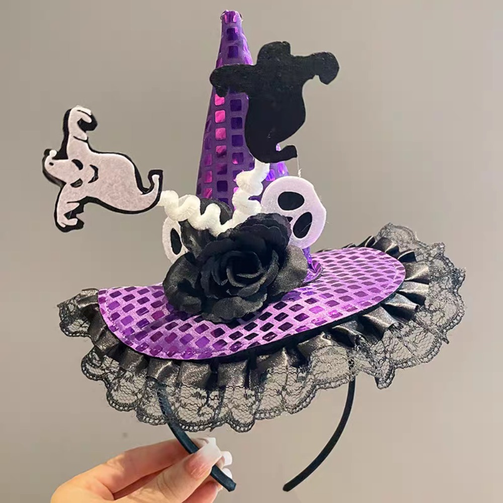 Party Hat Cone - 스파이더 할로윈 마녀 모자 머리띠 유령