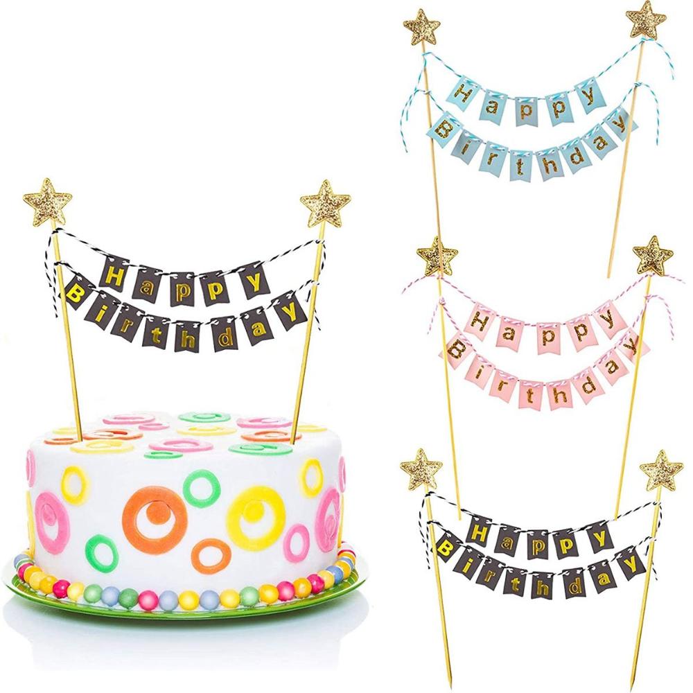 Party Banner Gold - 생일 케이크 깃발 DIY 골드 스타