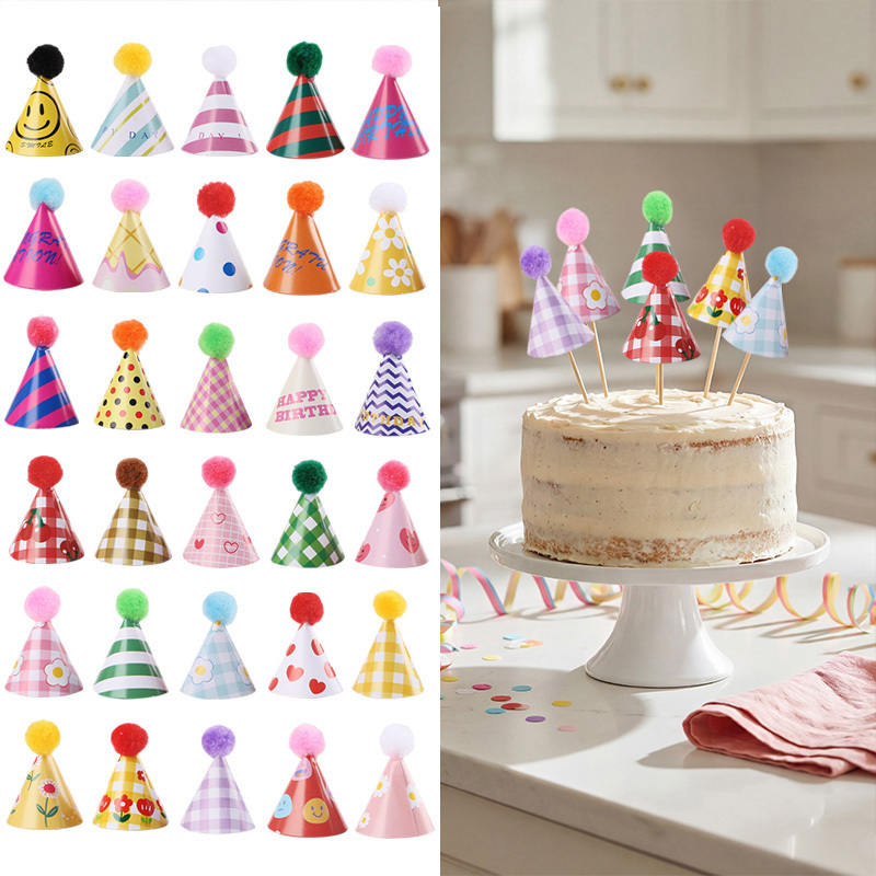 Party Hat Cone - 15/30Pcs 미니 파티 모자 케이크 토퍼