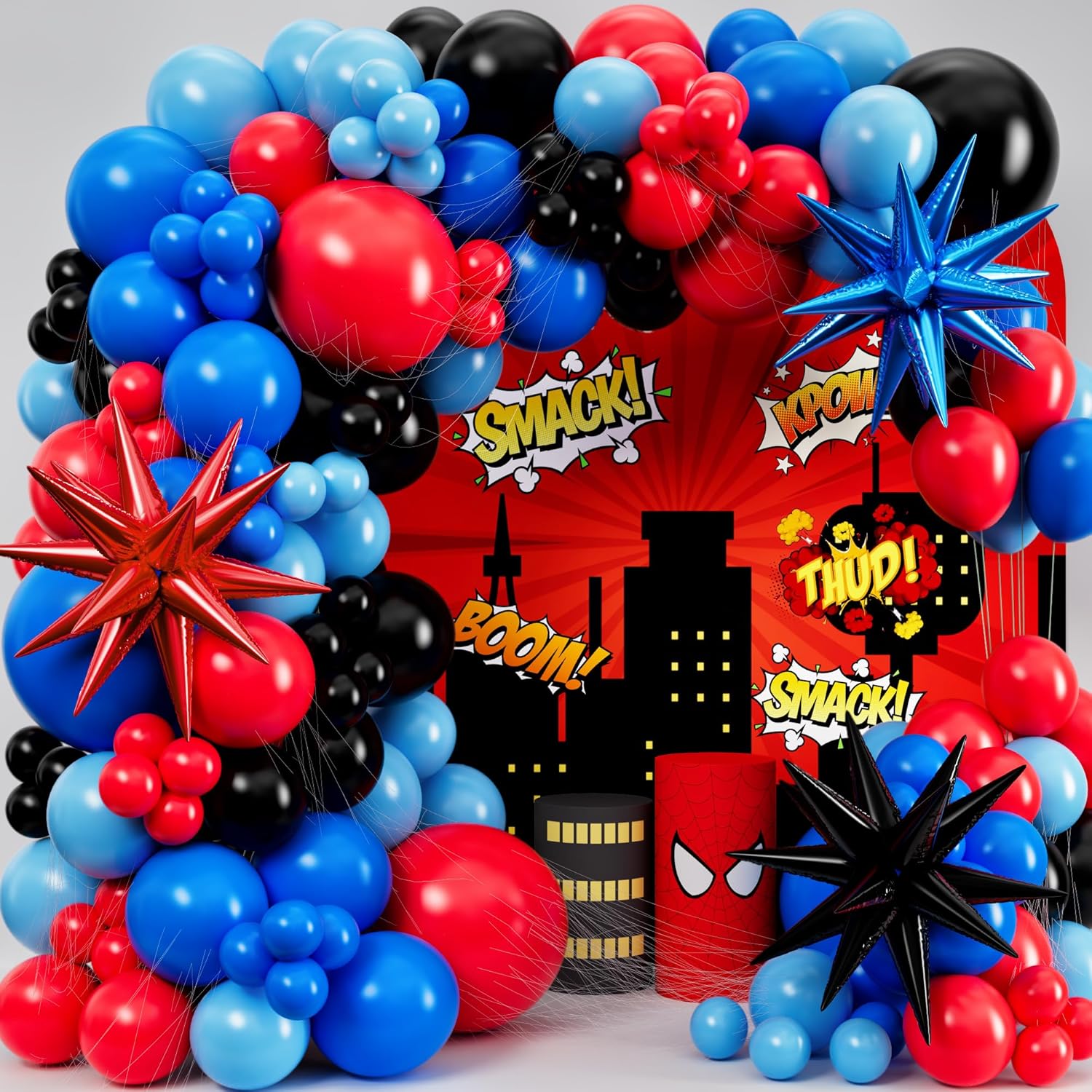 Balloon Arch Kit - 블랙 레드 블루 라텍스 풍선 가랜드