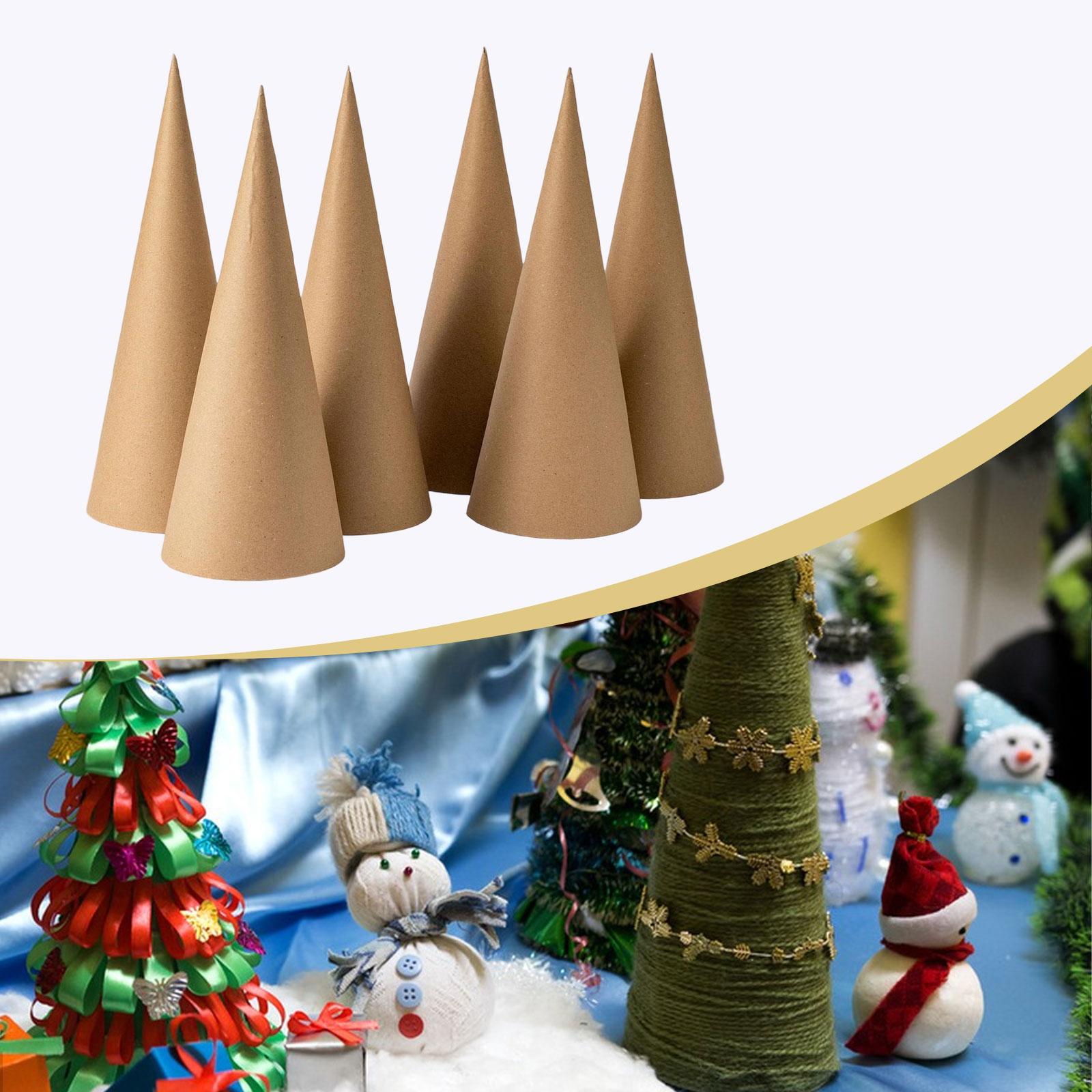 Party Hat Cone - 6개입 크래프트 종이 마셰 콘, 크리스마스