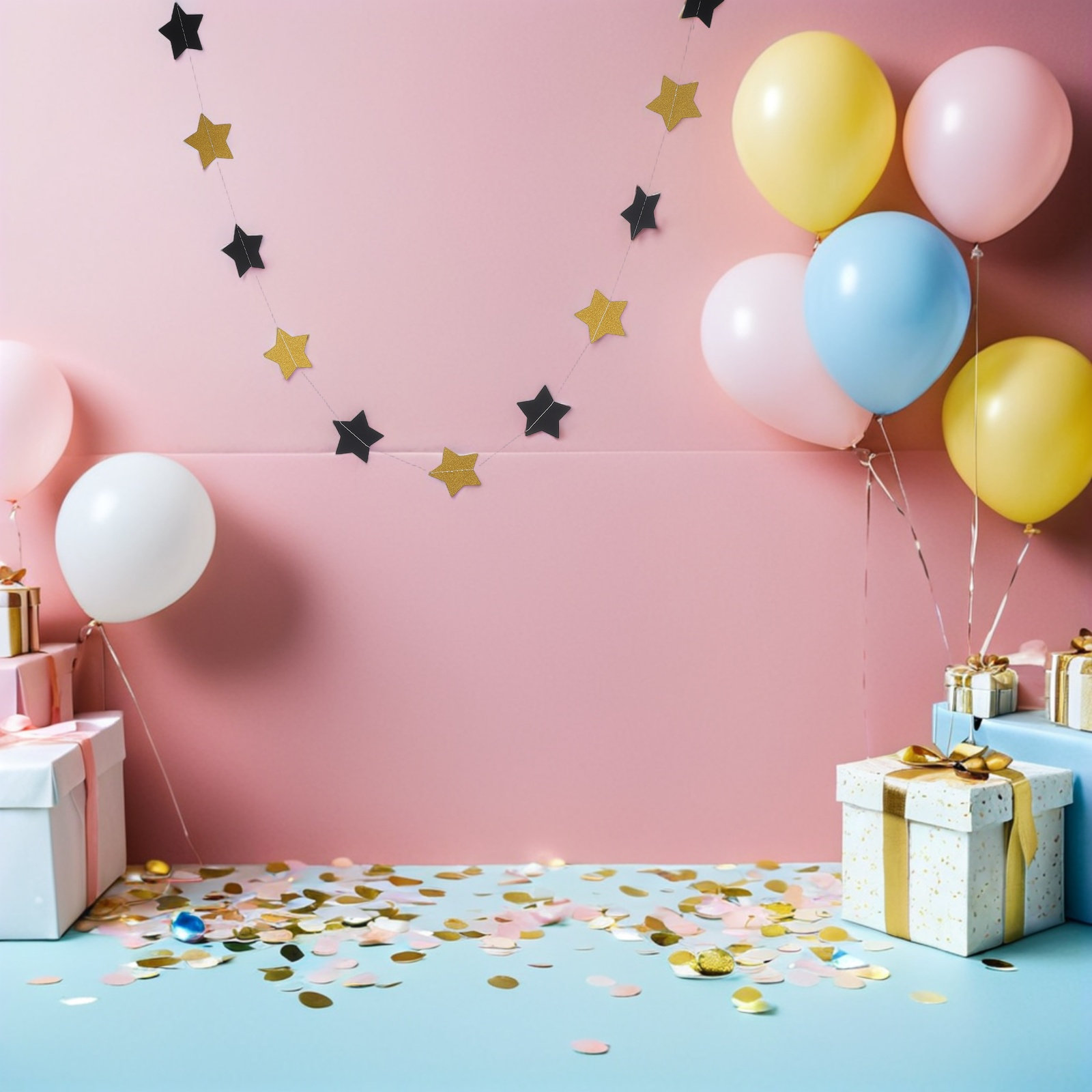 Party Banner Gold - 2Pcs 골드 스타 갈란드 배너 양면