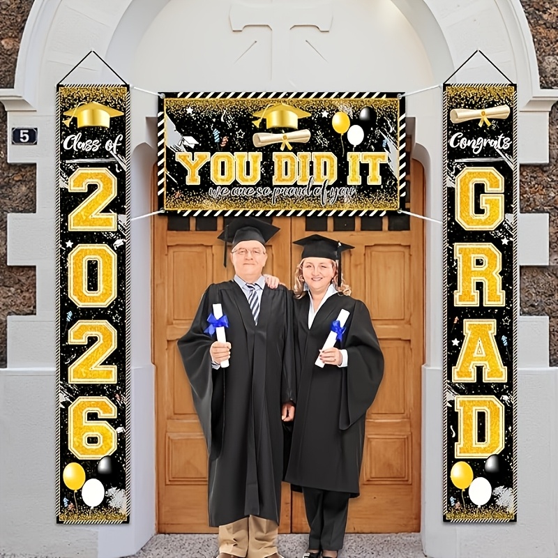 2D 3개 세트 2026년 졸업 배너, 블랙 골드/블루 - Party Banner Gold 리뷰 및 가격