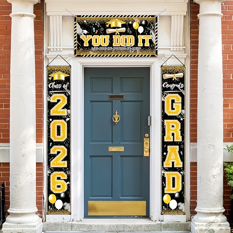 2D 3개 세트 2026년 졸업 배너, 블랙 골드/블루 - Party Banner Gold 리뷰 및 가격