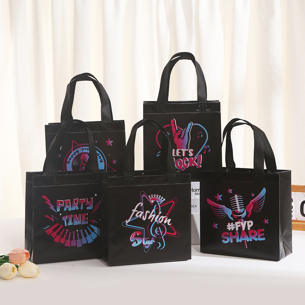 10개 블랙 레츠 록 뮤직 테마 부직포 선물 포장 가방 - Event Party Shop 리뷰 및 가격
