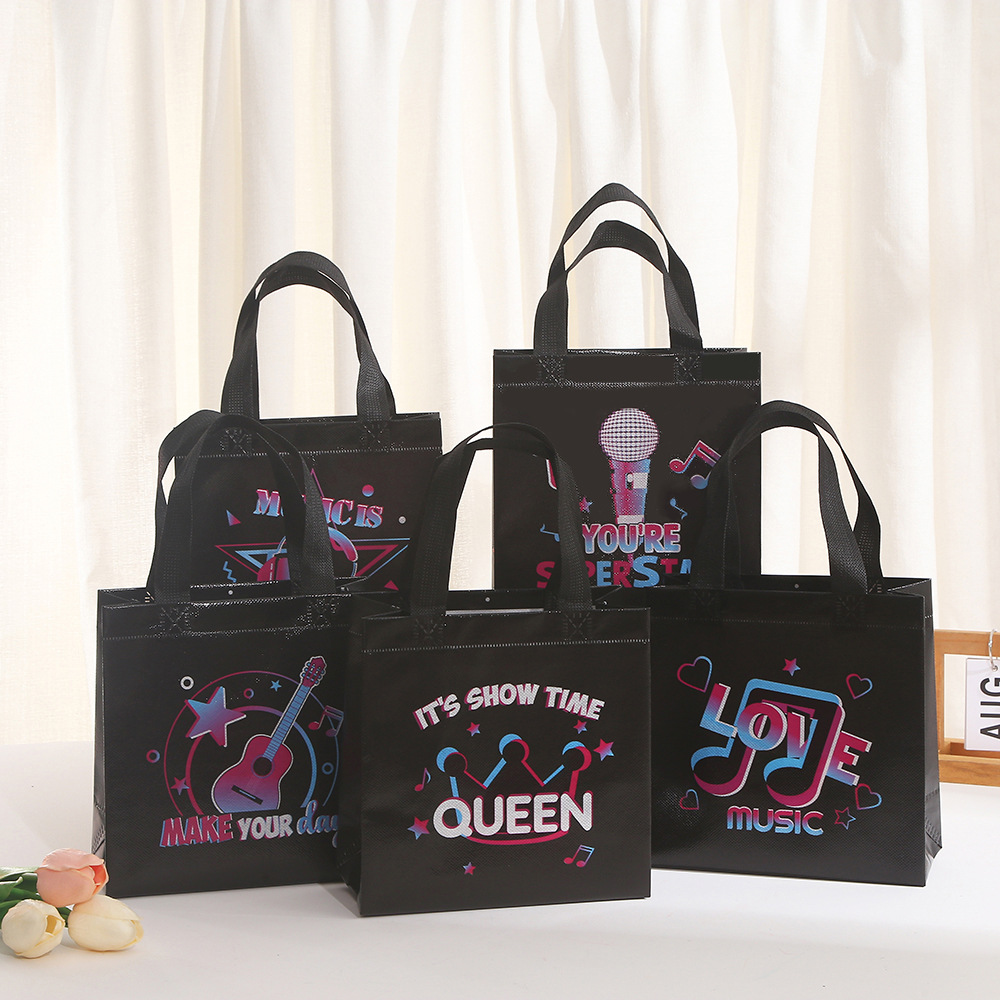 10개 블랙 레츠 록 뮤직 테마 부직포 선물 포장 가방 - Event Party Shop 리뷰 및 가격