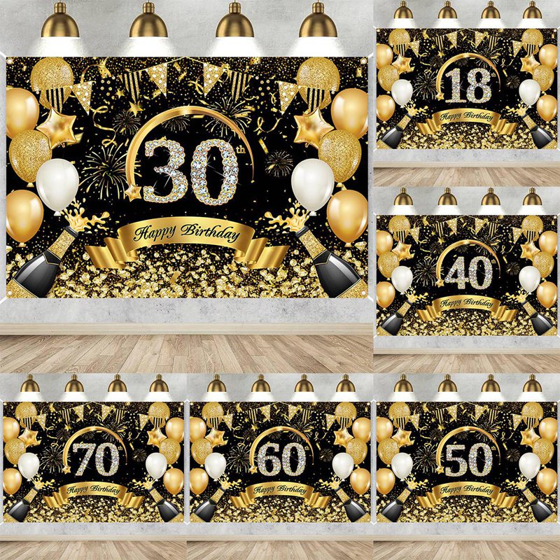 해피 30 번째 40 번째 50 번째 생일 배너 블랙  - Party Banner Gold 리뷰 및 가격