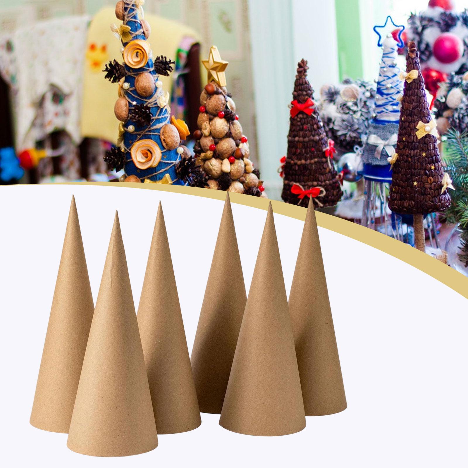 6개입 크래프트 종이 마셰 콘, 크리스마스 트리 장식용 - Party Hat Cone 리뷰 및 가격