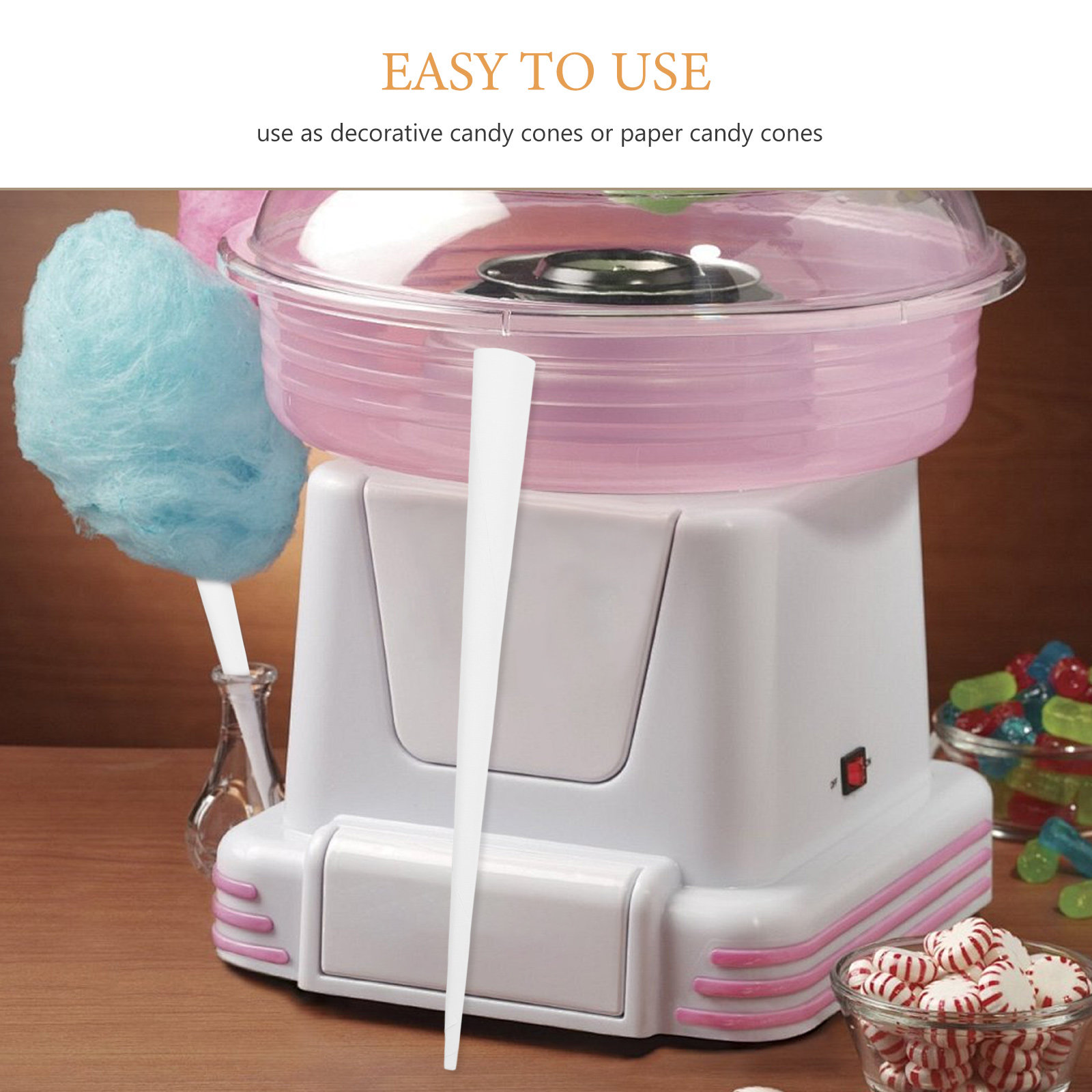 20Pcs 솜사탕 종이 스틱 프리미엄 캔디 콘 홀더 생 - Cotton Candy Cone 리뷰 및 가격