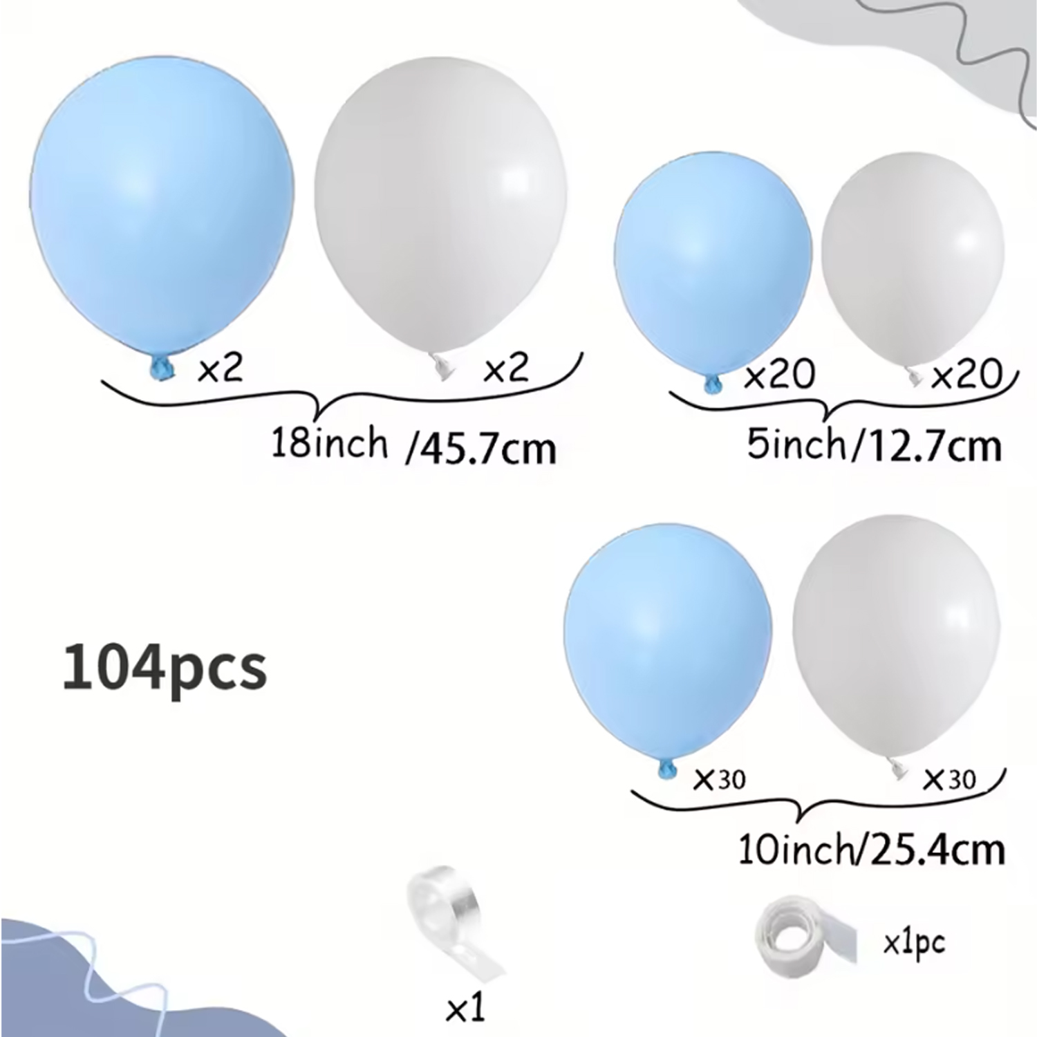 104개의 파란색과 흰색 풍선 아치 키트, 결혼식, 생 - Balloon Arch Kit 리뷰 및 가격