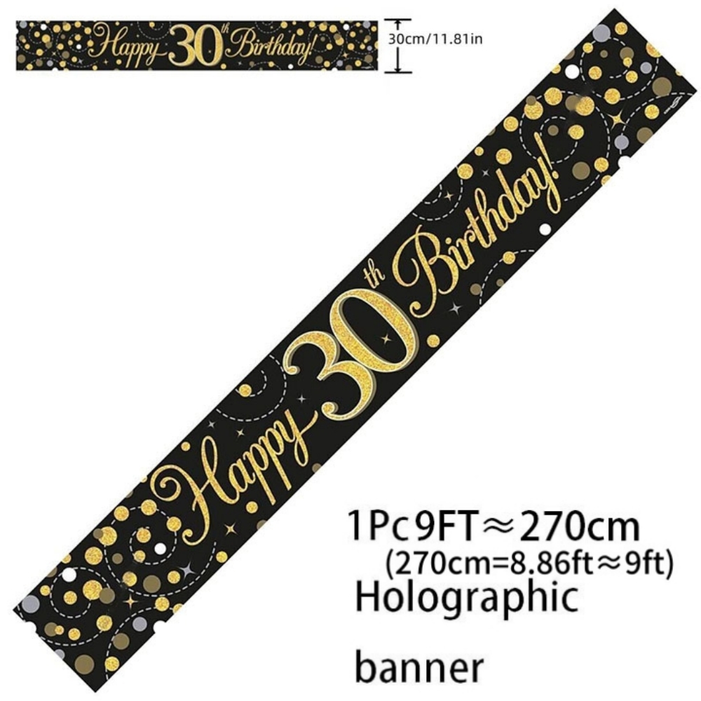 블랙 골드 홀로그램 생일 배너 9피트 글리터 도트 배경 - Party Banner Gold 리뷰 및 가격